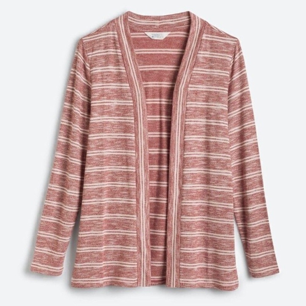41 Hawthorn Ramona Open Front Cardigan Red Striped Size Large NWT